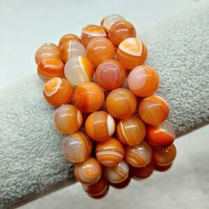 🧡 10mm Orange Carnelian "Peach" Agate Bracelets
